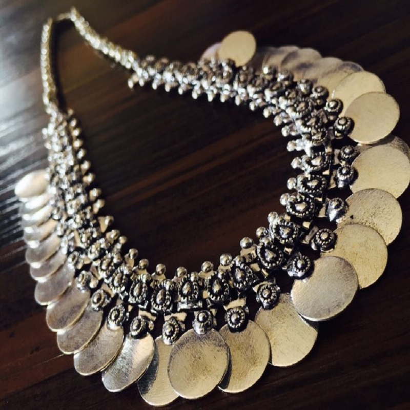 German Silver Plain Coin Pendant Necklace