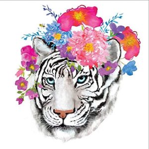 Tiger With Flower Decoupage Napkin