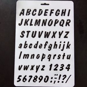 A4 Stencil - Italian Style Alphabet Letters And Numbers