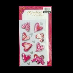Handmade 3D Stickers - Pink Hearts