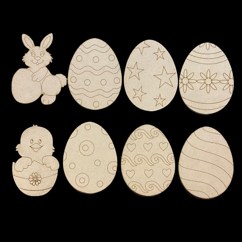 MDF Easter Bunny, Chick & Eggs Set