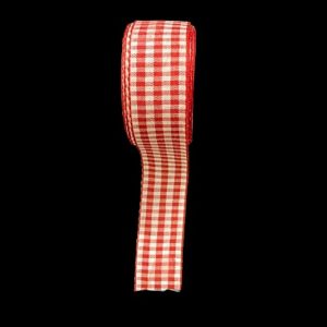 Gingham Ribbons 25 mm - Red