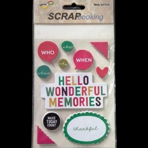 Self Adhesive Scrapbooking Stickers - Hello Wonderful Memories