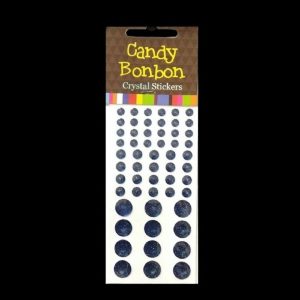 Candy Bonbon Crystal Stickers - Navy Blue Round