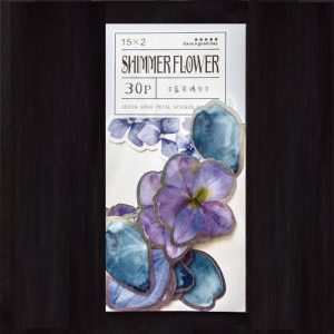 Silver Edge Patel Blue Shimmer Flower Sticker