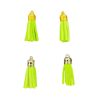 Antique Gold And Silver Faux Leather Tassel - Parrot Green