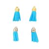 Antique Gold And Silver Faux Leather Tassel - Blue
