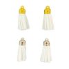 Antique Gold And Silver Faux Leather Tassel - White