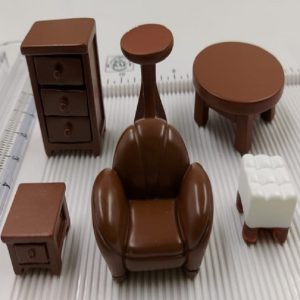 Miniature Brown Cushion Chair With Table Set