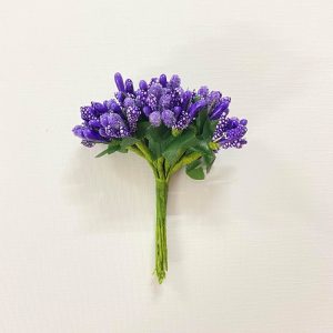 Artificial Berry Pollen Flower Bunch - Purple