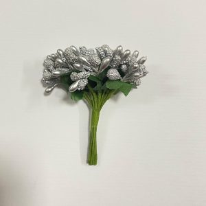 Artificial Berry Flower Pollen Bunch - Silver