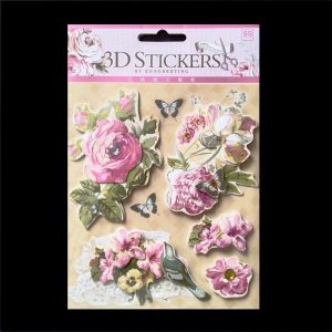 Retro Style 3D Stickers - Pink Flowers
