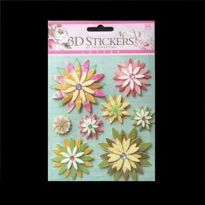 Retro Style 3D Stickers - Mixed Colour Petal Flowers