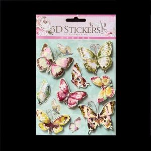 Retro Style 3D Stickers - Colourful Butterflies