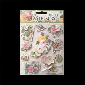 Retro Style 3D Stickers - Flower Bird And Butterfly