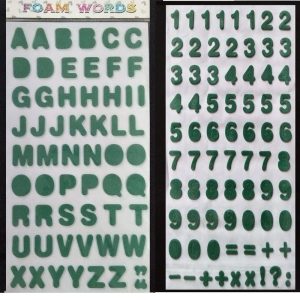 Foam Stickers Alphabets And Numbers - Dark Green
