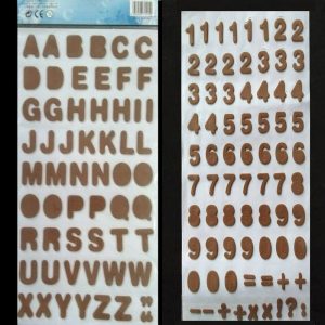 Foam Stickers Alphabets And Numbers - Brown