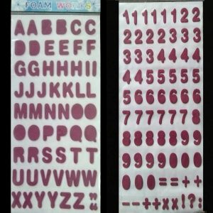 Foam Stickers Alphabets And Numbers - Mauve