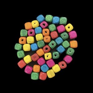 Mixed Colour Square Shape Wooden Beads - 8 mm