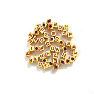 Acrylic Square Alphabet Bead- Orange Colour