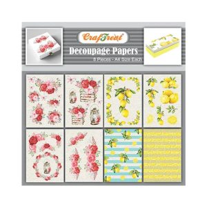 Craftreat Decoupage Paper - Lemon And Red Roses