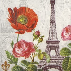 Eiffel Tower With Flowers Decoupage Napkin