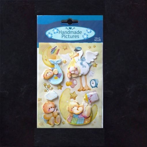 Handmade Stickers Stork With Baby