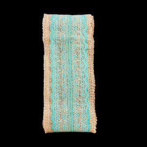 Teal Green Lace With Jute Burlap Ribbon