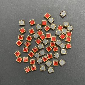 Square Kundan Stones – Red