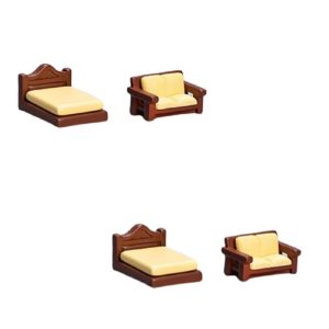 Miniature Cream Colour Bed And Sofa