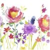 Red With Purple Flowers Decoupage Napkin