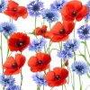 Red With Blue Flowers Decoupage Napkin