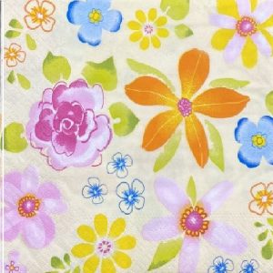 Mixed Colour And Design Flowers Decoupage Napkin