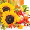 Sun Flower With Apple Decoupage Napkin