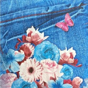 Jean With Flower And Butterfly Decoupage Napkin