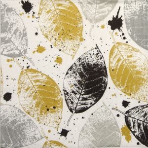 Gold And Black Colour Printed Leaves Decoupage Napkin