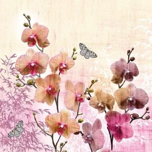 Orchids With Butterfly Decoupage Napkin