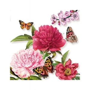 Bunch Of Flowers With Butterfly Decoupage Napkin