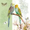 Birds On Stem With Butterfly Decoupage Napkin