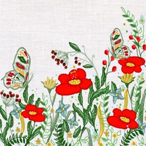 Poppies And Butterfly Decoupage Napkin