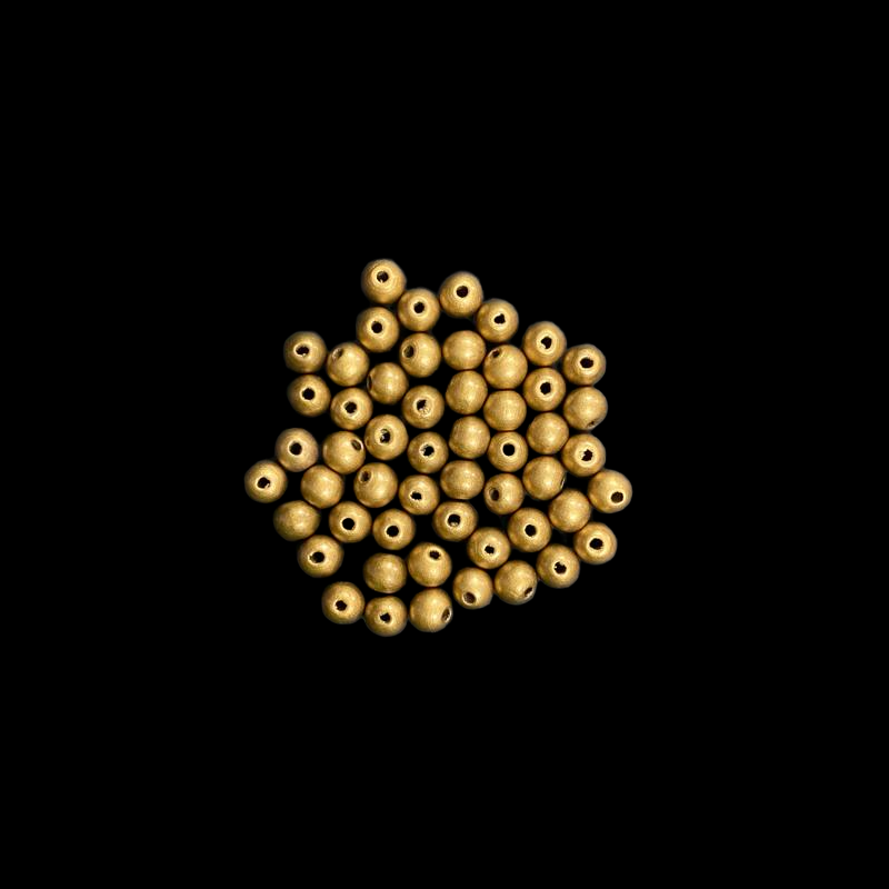 Gold Wooden Round Beads - 10 mm