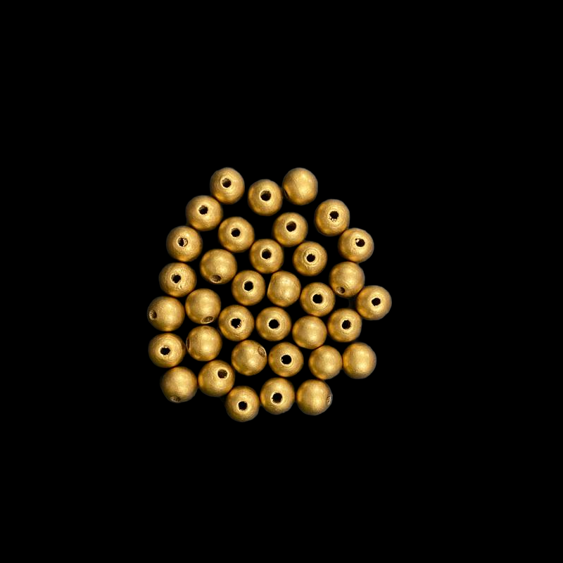 Gold Wooden Round Beads – 12 mm