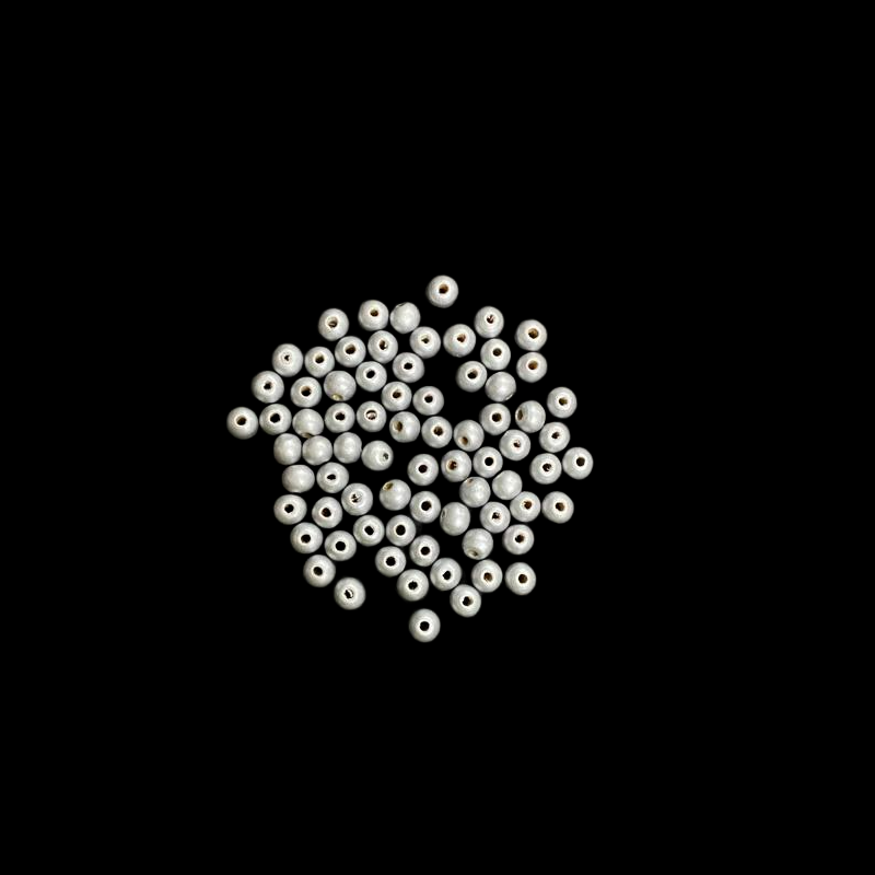 Silver Wooden Round Beads – 8 mm