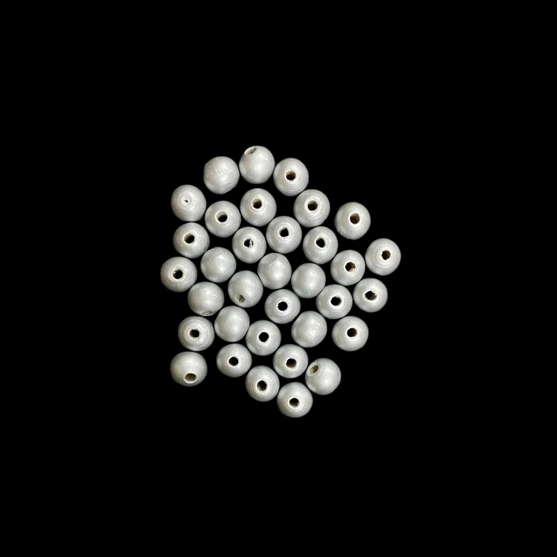 Silver Wooden Round Beads – 10 mm