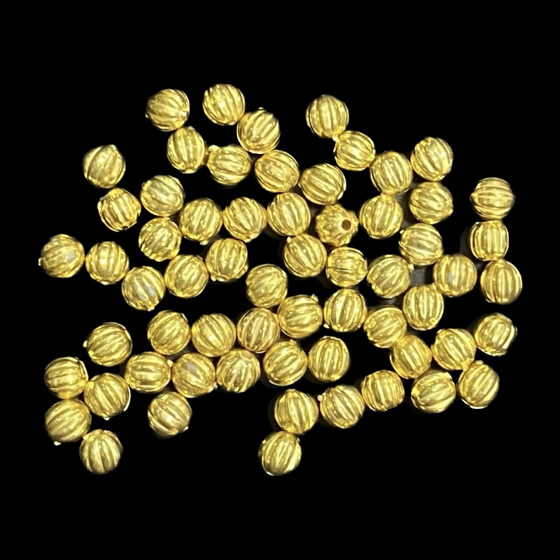 Gold Round Design Beads - 6 MM