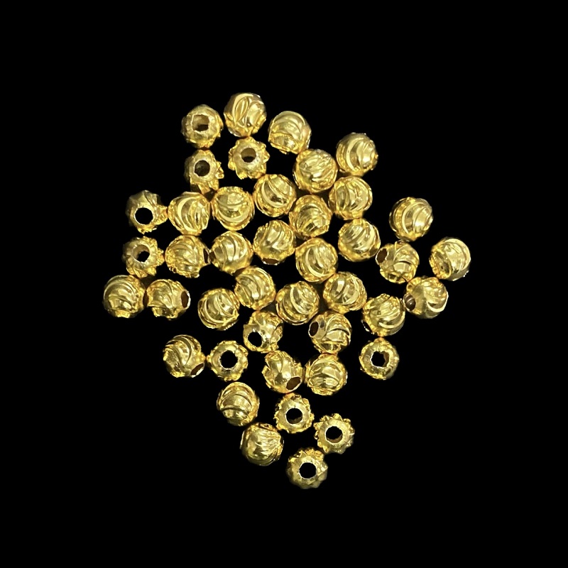 Gold Round Design Beads - 6 MM