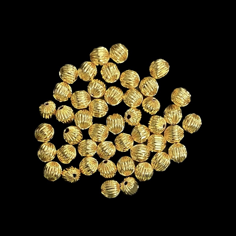 Gold Round Design Beads - 8 MM