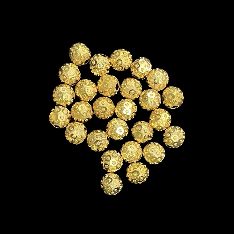 Gold Round Design Beads - 10 MM
