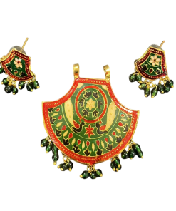 Meenakari Pendant And Earrings Set