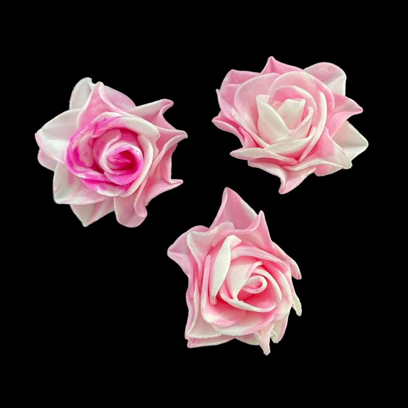 Foam Rose Flowers - Baby Pink With White